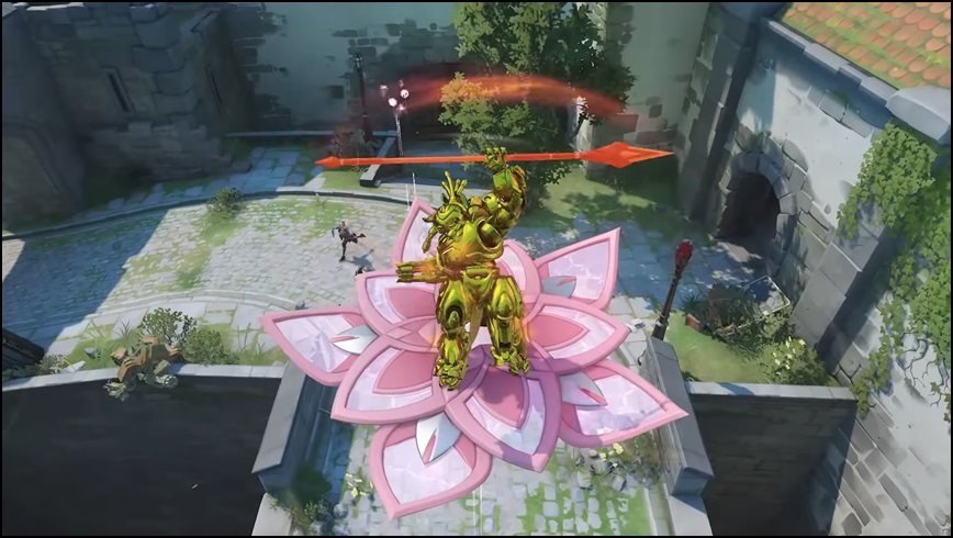 Lifeweaver petal platform ability lifting up an ulting orisa screenshot
