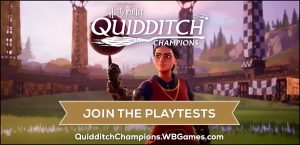 "Join The Playtests" banner for Quidditch Champions, upcoming Harry Potter game by Warner Bros Games under Portkey Games