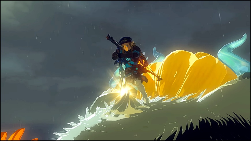 Link pulling out the master sword from the light dragon in the legend of zelda: tears of the kingdom (totk)
