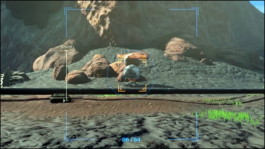 Capturing a picture of a Rock Octorok that can repair and upgrade weapons & shields in The Legend of Zelda: Tears of the Kingdom (TOTK)