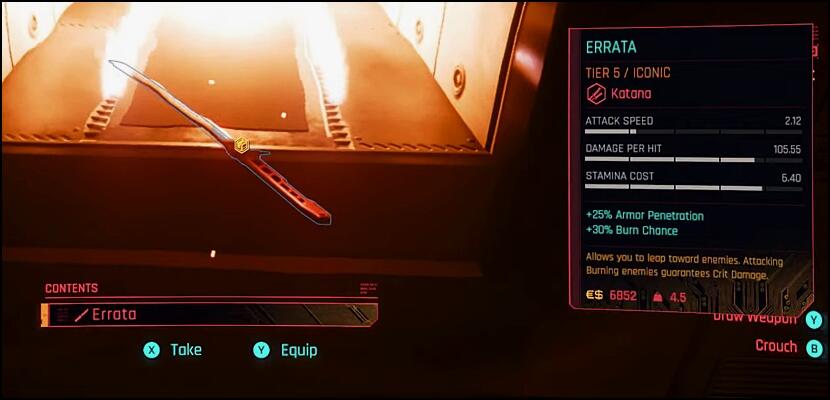 Errata Iconic Katana Location in Cyberpunk Phantom Liberty