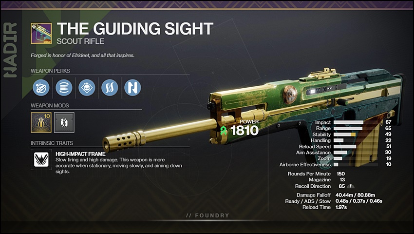 The Guiding Sight PvE God Roll Perks in Destiny 2