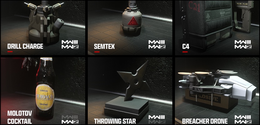 Gallery featuring different Modern Warfare 3 Lethal and Tactical equipments.