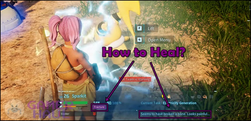 Healing fractures in Palworld
