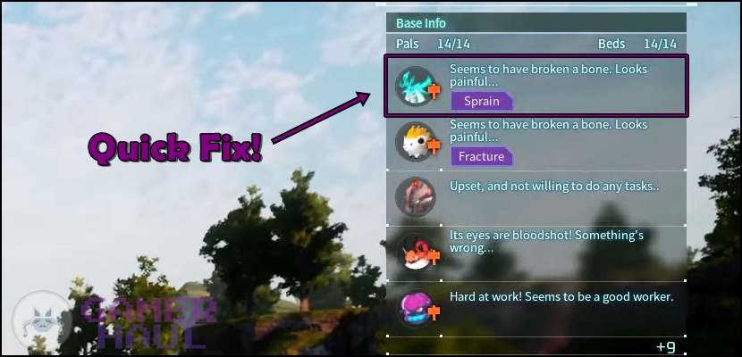 Healing Sprains in Palworld