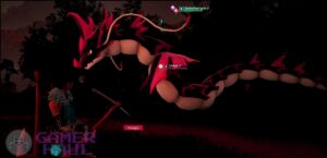 Image of Jormuntide Ignis, a huge Fire-type Dragon pal in Palworld.