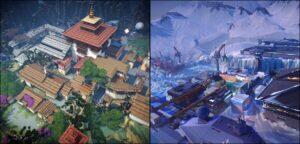 Side by side comparison of the Haven and Icebox maps in Valorant Episode 8 Act 1