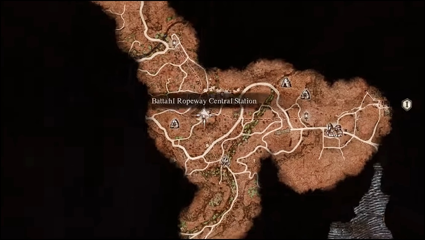 Screenshot of Dragon's Dogma 2 map locating the location of Zonna, the in-game merchant who sells both the Stargazer's Garb and the Spellweaver's Waistcloth.